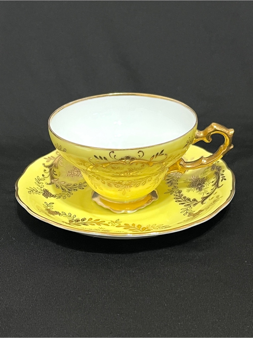 Chubu China Japan Cherry 3452 Yellow Gold Teacup & Saucer Set Vintage - Picture 2 of 5